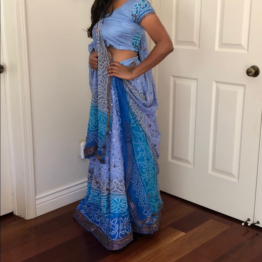 Beautiful blue ombré bandhani lehenga